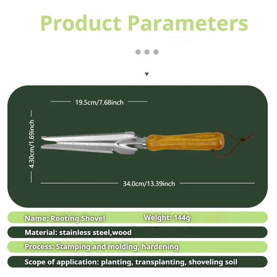 DuoDig | 5-in-1 Unkrautstechwerkzeug aus Edelstahl mit Buchenholzgriff Decorique.de