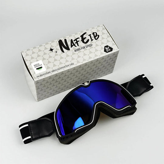 DustBlock | Herren Motorradbrille – Komfortabel & Helmkompatibel Stil 2 - Blaue Linse Decorique.de