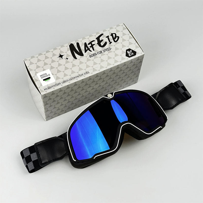 DustBlock | Herren Motorradbrille – Komfortabel & Helmkompatibel Stil 3 - Blaue Linse Decorique.de