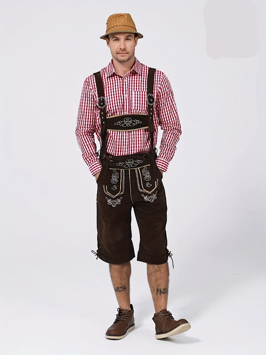 Eichensteg | Herren-Lederhose – Bestickte Kniebund-Shorts Decorique.de
