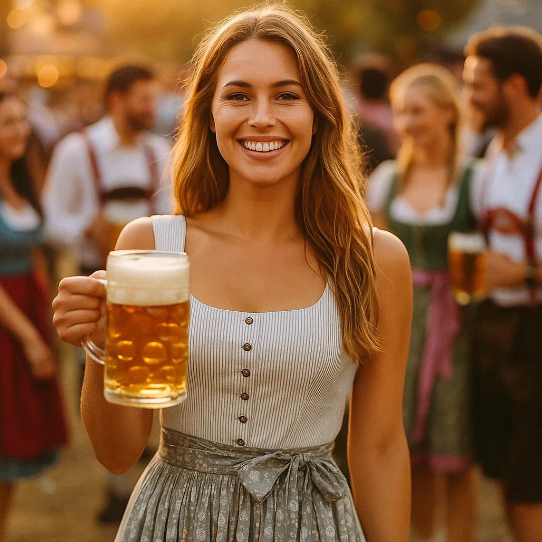 Eisglanz | Damen-Dirndlkleid in Grau für Oktoberfest & Feste Decorique.de