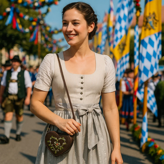 Eisglanz | Damen-Dirndlkleid in Grau für Oktoberfest & Feste Decorique.de
