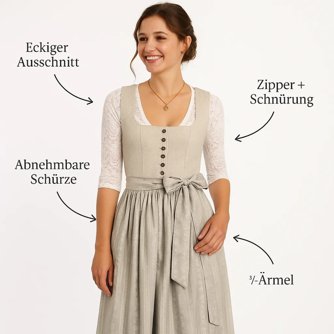 Eisglanz | Damen-Dirndlkleid in Grau für Oktoberfest & Feste Decorique.de
