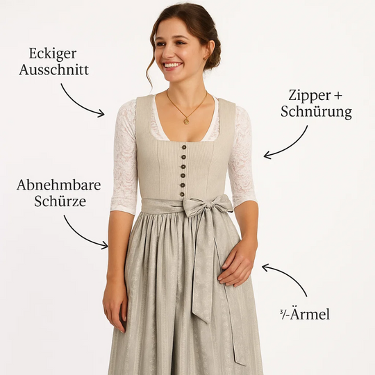 Eisglanz | Damen-Dirndlkleid in Grau für Oktoberfest & Feste Decorique.de