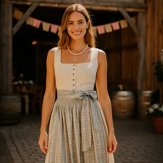 Eisglanz | Damen-Dirndlkleid in Grau für Oktoberfest & Feste Decorique.de