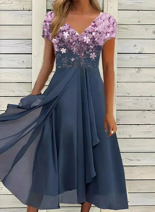 Eliana | Elegantes Chiffon-Partykleid | Damen Rosa Blau Decorique.de