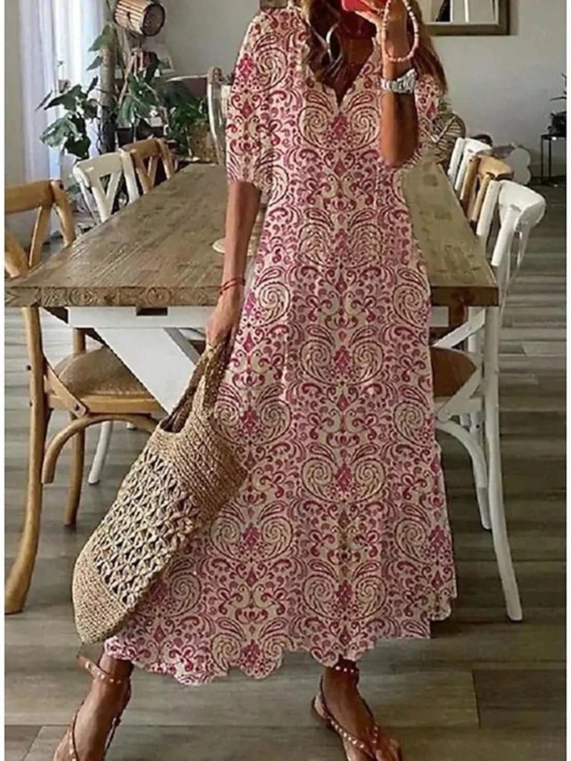 Elisa | Damen Sommer Strandkleid | Maxi Rosa Decorique.de