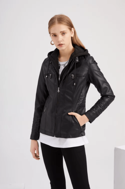 Elisa | Trendige Bikerjacke mit Kapuze & Streetstyle-Flair | Damen Decorique.de