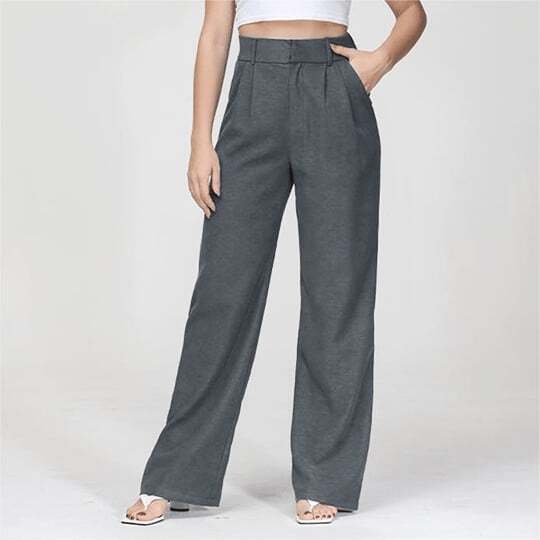 ElitePants | Elegante Weite Hose mit Hohem Bund Grau Decorique.de