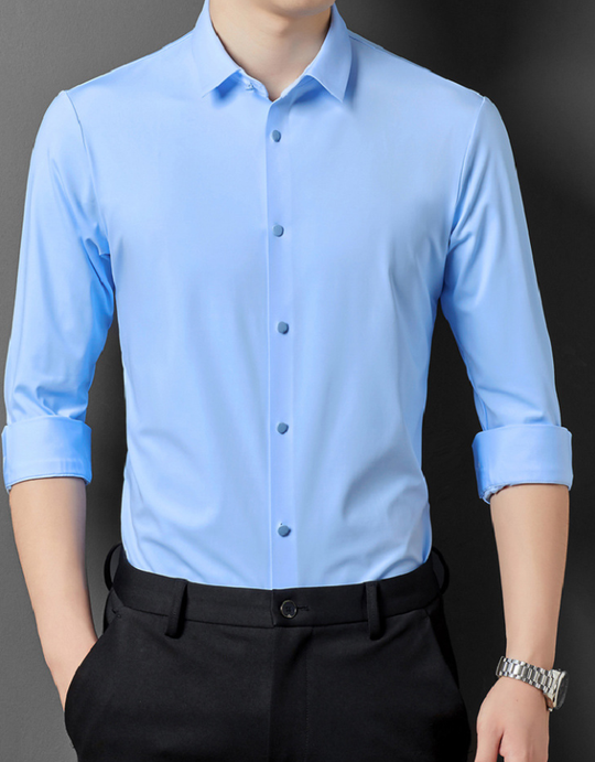 Ethan | Knitterfreies Komforthemd mit Stretch | Herren Hellblau Decorique.de