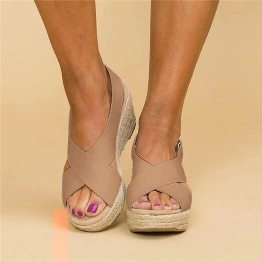 EvoWear | Orthopädische Espadrilles mit Keilabsatz in Taupe Beige Decorique.de
