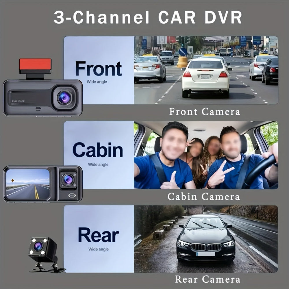 TriCam | 1080P Dash Cam – Front-, Kabinen- & Rückaufzeichnung
