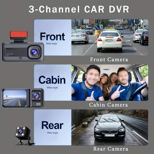 TriCam | 1080P Dash Cam – Front-, Kabinen- & Rückaufzeichnung