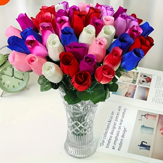 BloomJoy | 10er Set Kunstrosen – Pflegefrei & glasähnliche Vase