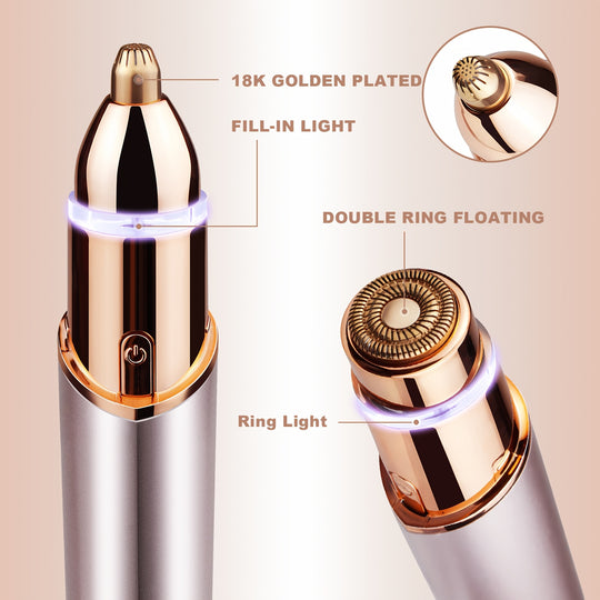 FaceFlick | 2-in-1 Augenbrauen- & Gesichtstrimmer - Präzise & USB aufladbar Decorique.de