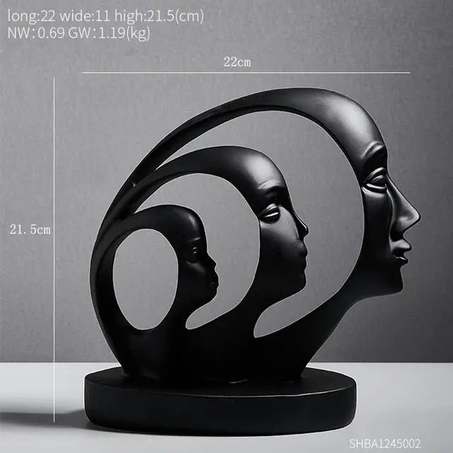 FaceMuse | Abstrakte Skulptur in Schwarz & Weiß Gesicht - Schwarz Decorique.de