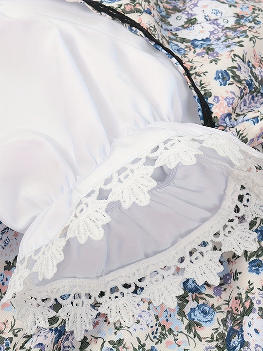Rosenkorsett | Damen-Dirndlkleid – Florale Festtracht mit Puffärmeln und Spitzendetails