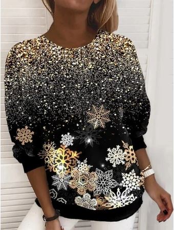 FestiveLetty | Weihnachts-Sweatshirt – Warm & Einfaches Layering Glitzerndes Gold Decorique.de