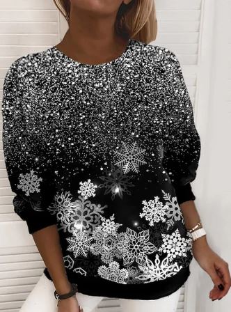 FestiveLetty | Weihnachts-Sweatshirt – Warm & Einfaches Layering Glitzerndes Silber Decorique.de