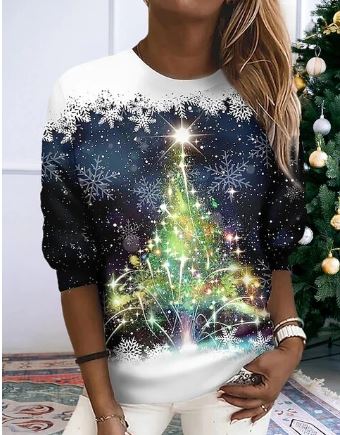 FestiveLetty | Weihnachts-Sweatshirt – Warm & Einfaches Layering Weiß Grün Decorique.de