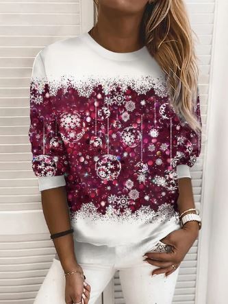 FestiveLetty | Weihnachts-Sweatshirt – Warm & Einfaches Layering Weiß Rosa Decorique.de