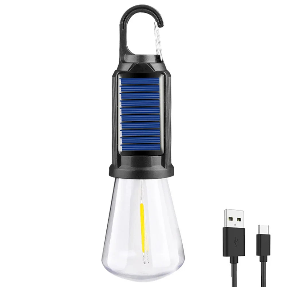 CampGlow | Solarbetriebene wiederaufladbare Campinglampe mit Haken