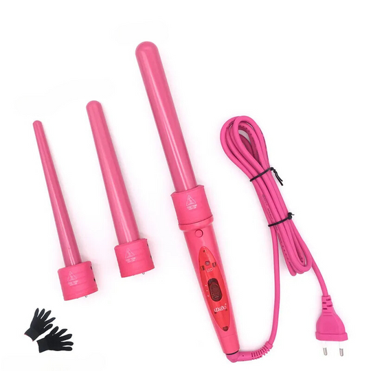 FlexiCurl | 3-teiliger Keramik-Haarlockenstab-Set Rosa Decorique.de