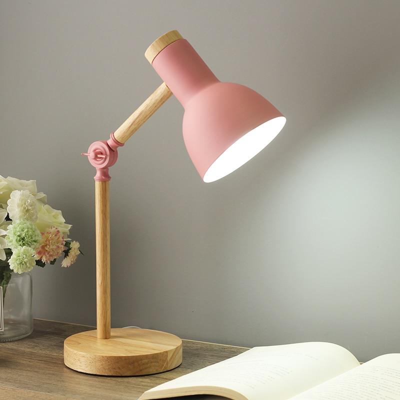FlexiGlo | Verstellbare & Zusammenklappbare Tischlampe aus Holz Rosa Decorique.de