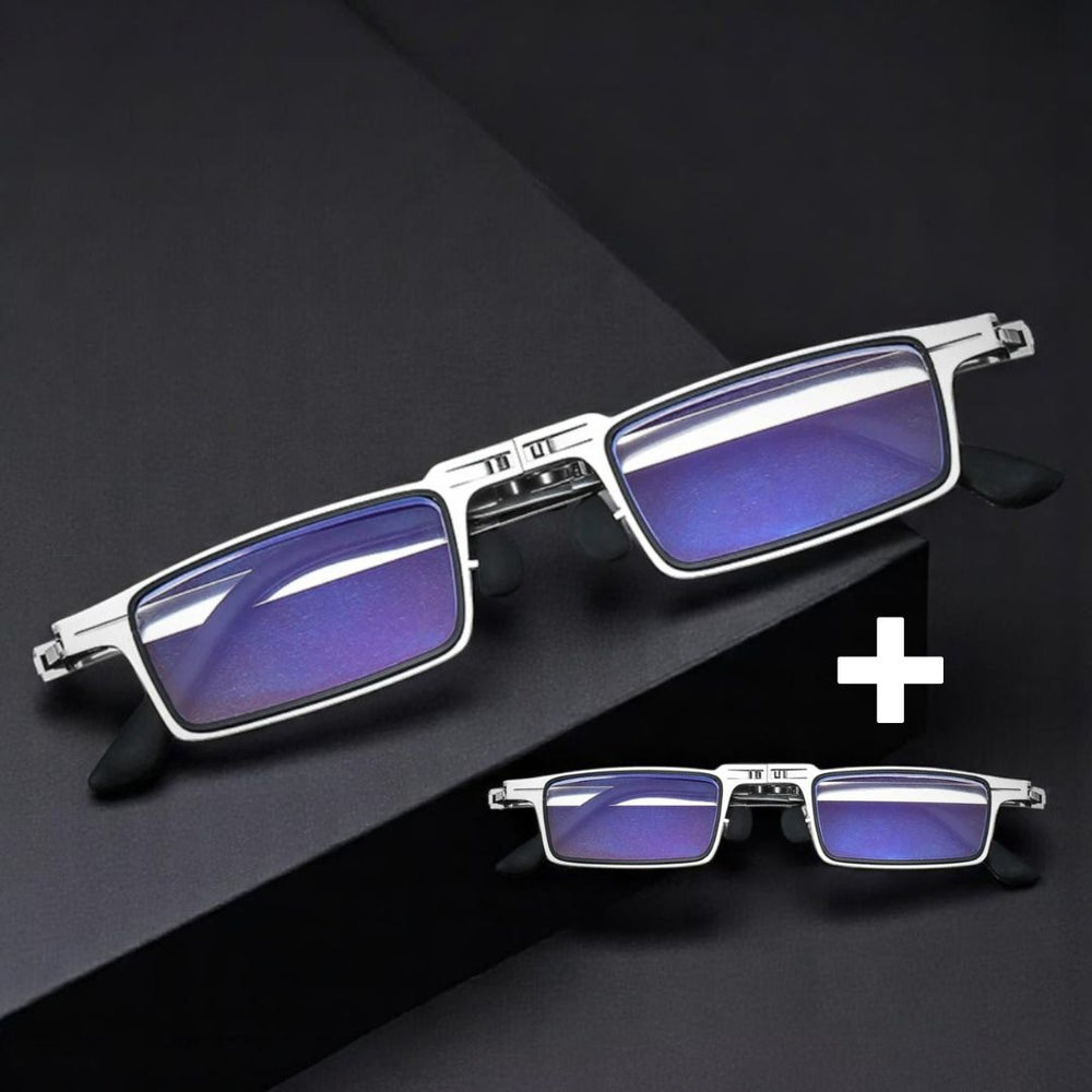 FlexiVision | Faltbare Lesebrille mit Blaulichtfilter & Titanrahmen Quadratischer Rahmen 1+1 GRATIS Decorique.de