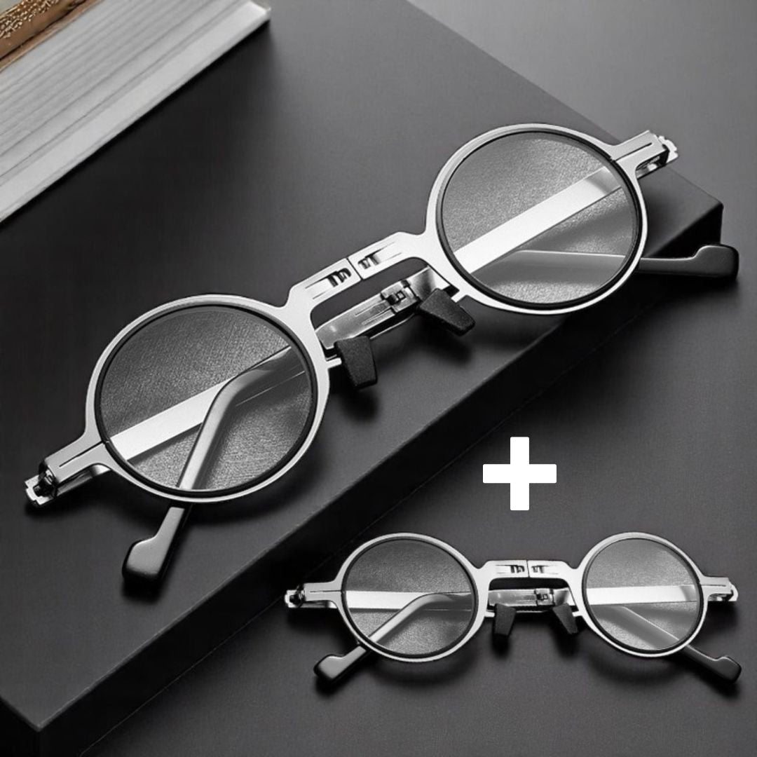 FlexiVision | Faltbare Lesebrille mit Blaulichtfilter & Titanrahmen Runder Rahmen 1+1 GRATIS Decorique.de