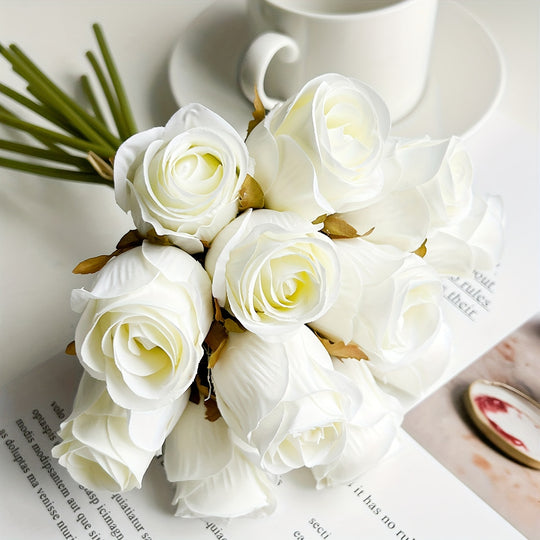 FloraJoy | Fake Rosenstrauß – Ästhetische Raumdeko & Hochzeit Weiß Decorique.de