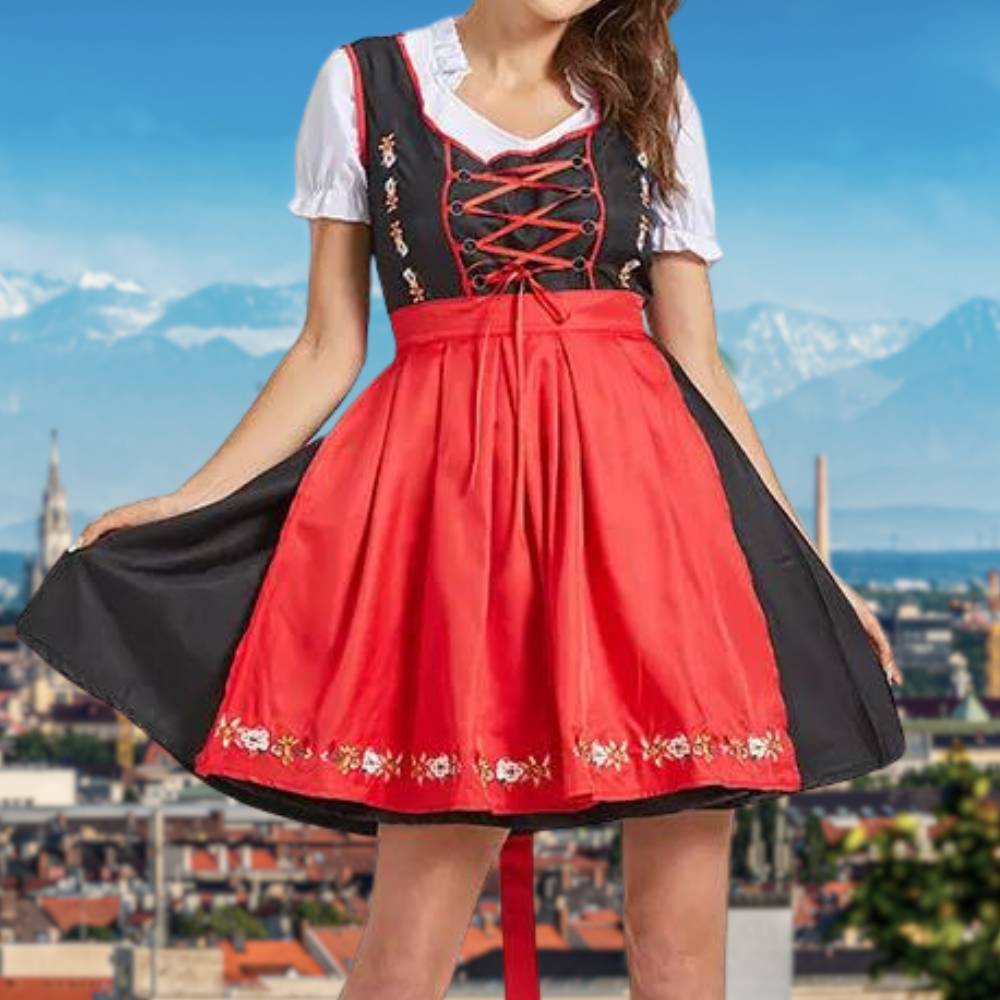 FloralGlam | Dirndl mit Blumenstickerei und Schnürung für das Oktoberfest 5XL Decorique.de