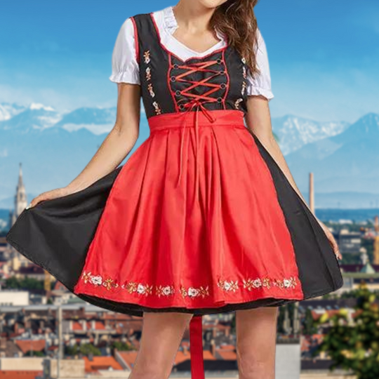 FloralGlam | Dirndl mit Blumenstickerei und Schnürung für das Oktoberfest 5XL Decorique.de