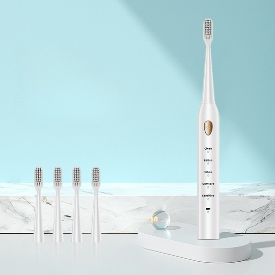 FreshPulse | Wiederaufladbare Zahnbürste mit Bürstenköpfen B-1 white with 4 brush heads Decorique.de