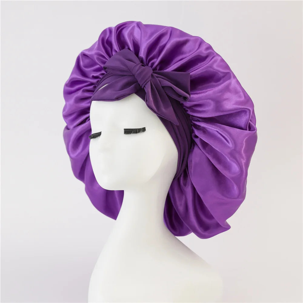 FrizzFree | Seiden-Satin-Bonnet – Erwachen Sie mit perfektem Haar Lila Decorique.de