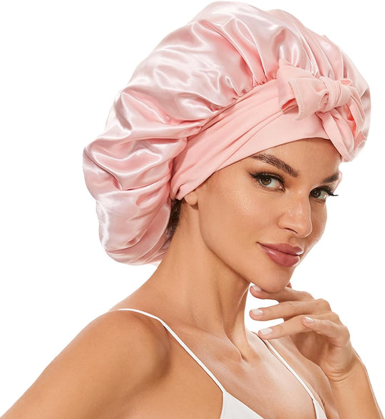 FrizzFree | Seiden-Satin-Bonnet – Erwachen Sie mit perfektem Haar Rosa Decorique.de