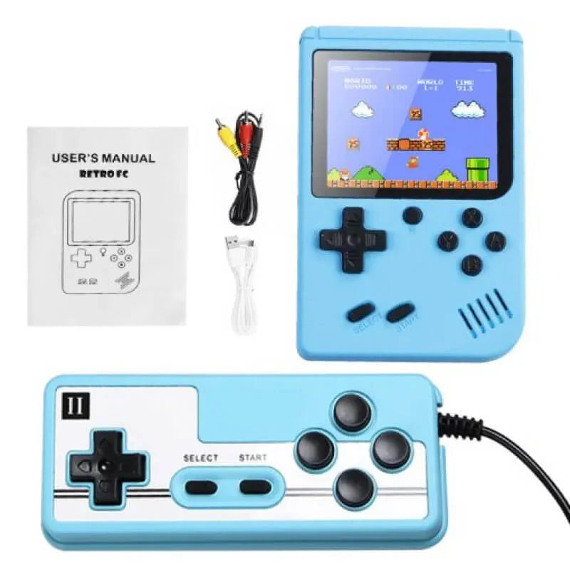 GameBuddy | Retro-Konsole mit 500 Klassikern Blau GameBuddy mit Controller Decorique.de
