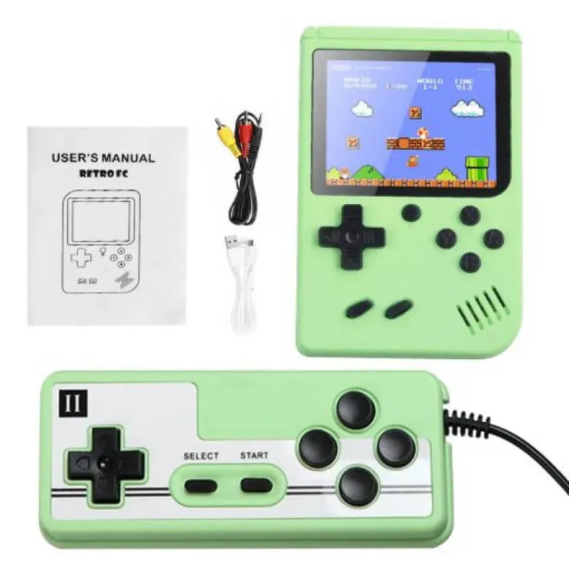 GameBuddy | Retro-Konsole mit 500 Klassikern Grün GameBuddy mit Controller Decorique.de