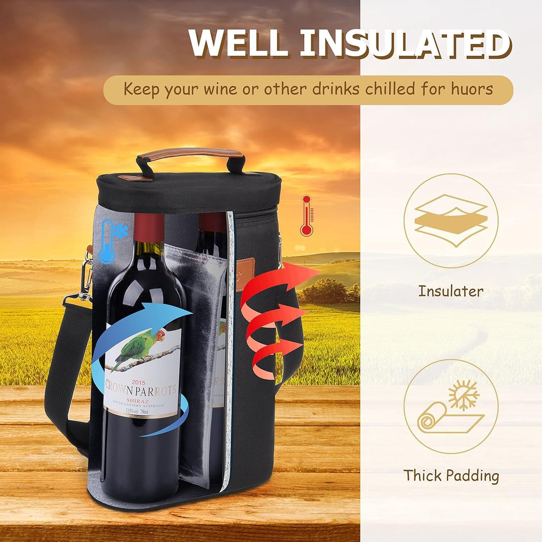 VinoCarry | Isolierte Doppel-Weinflaschen-Tasche – 1+1 GRATIS Aktion