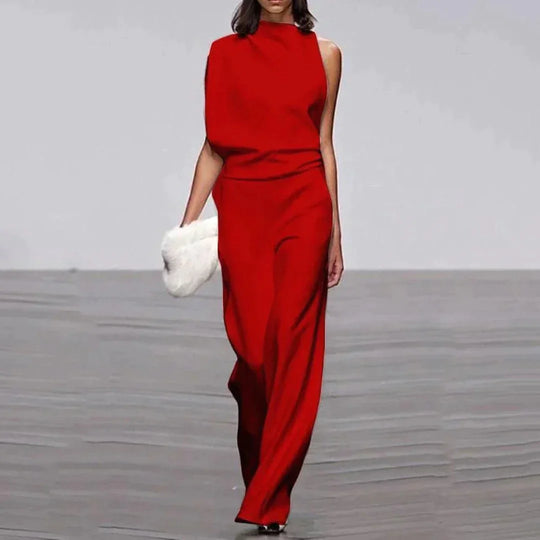 GiulianaLuxe | Damen-Jumpsuit Asymmetrischer Chic mit femininer Raffinesse Rot Decorique.de