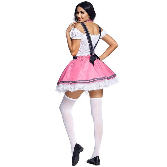 GlamDirndl | Charmantes Rosa Oktoberfest-Kostüm mit Spitzenbesatz Decorique.de