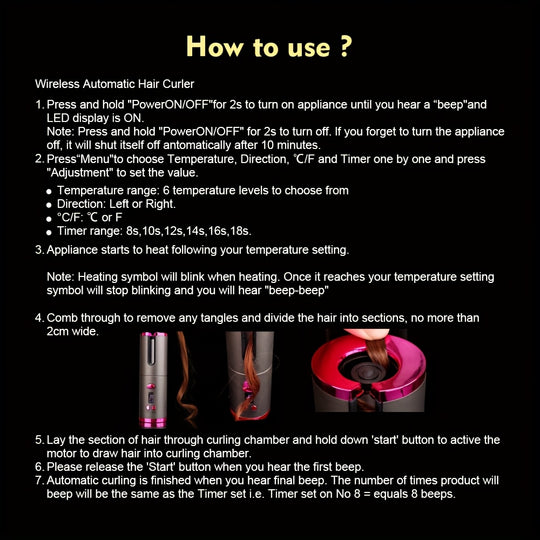 GlamGo | Kabelloser Lockenstab mit Schnellaufheizung & Auto-Off Decorique.de