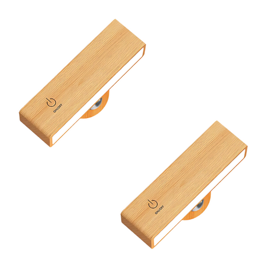 GlanzMoment | Kabellose Wandlampe mit Touch & Timer 2er-Pack Holz Decorique.de