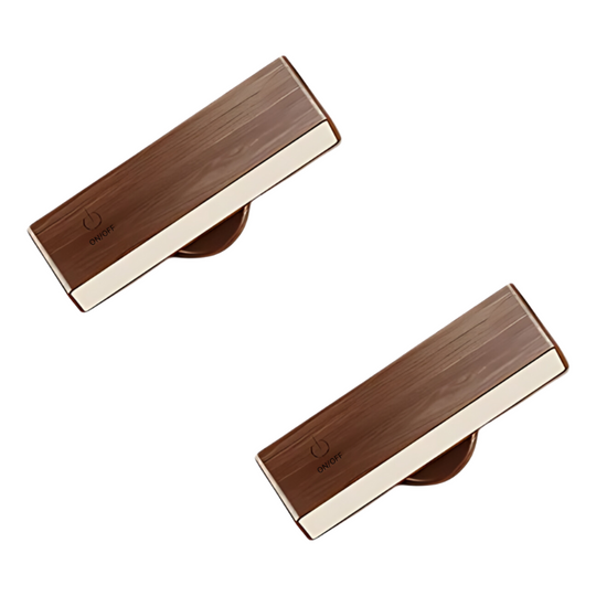 GlanzMoment | Kabellose Wandlampe mit Touch & Timer 2er-Pack Walnuss Decorique.de