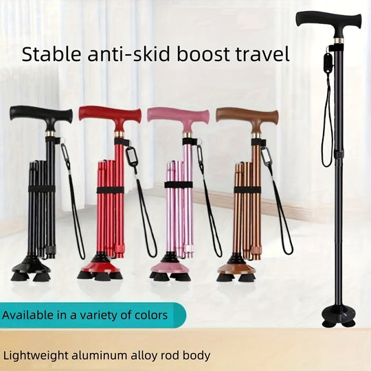 GlideGrip | 4-Fuß Gehstock – Faltbar, Stabil & Sicher im Alltag Decorique.de