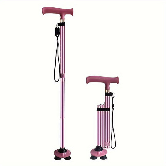 GlideGrip | 4-Fuß Gehstock – Faltbar, Stabil & Sicher im Alltag Rosa Decorique.de