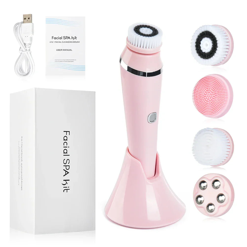 GlowCare | 4-in-1 Gesichtsreiniger- und Massage-Kit Rosa Decorique.de