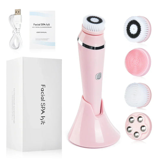 GlowCare | 4-in-1 Gesichtsreiniger- und Massage-Kit Rosa Decorique.de