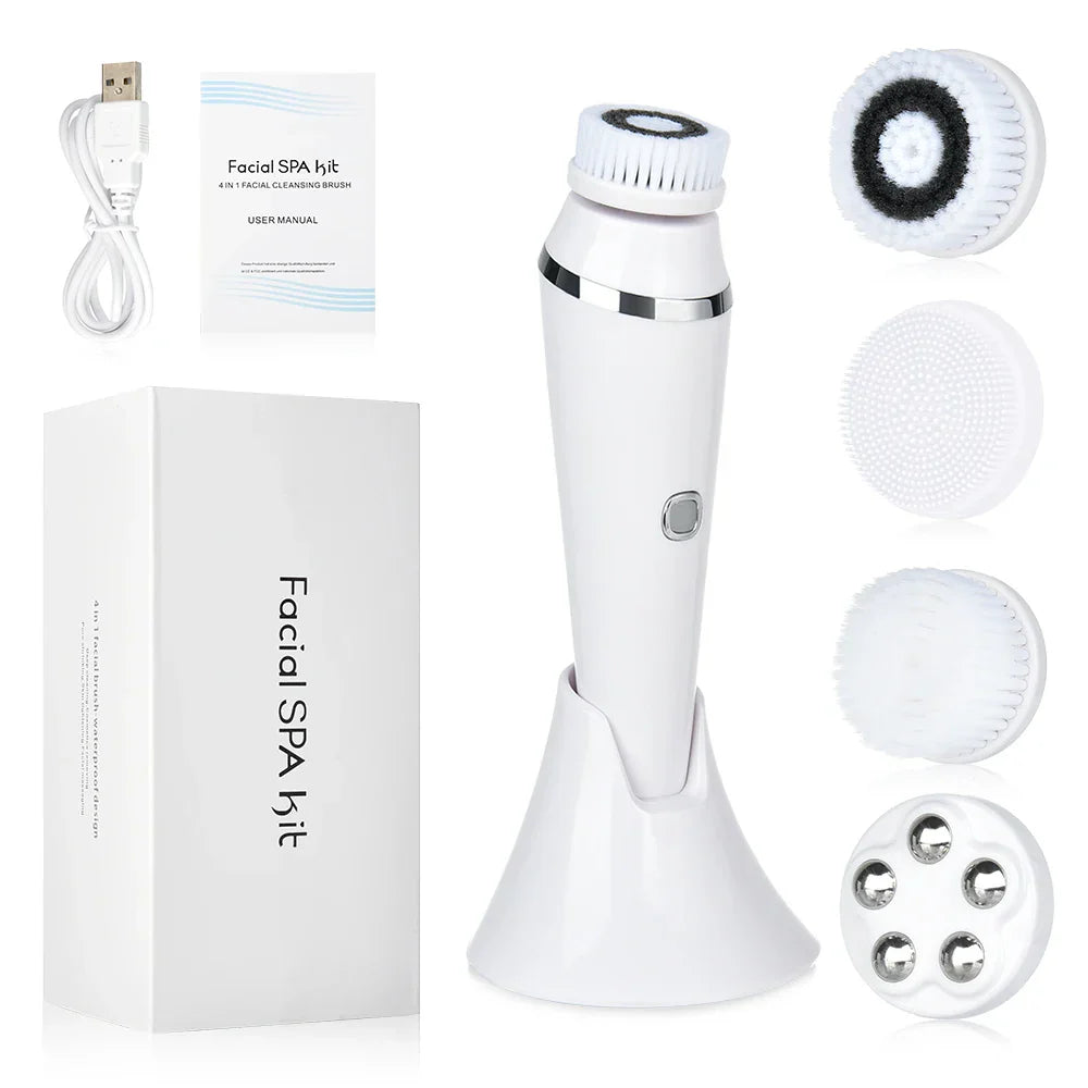 GlowCare | 4-in-1 Gesichtsreiniger- und Massage-Kit Weiß Decorique.de
