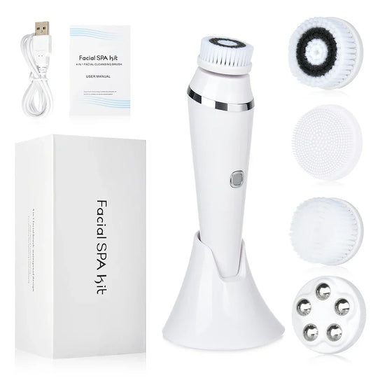 GlowCare | 4-in-1 Gesichtsreiniger- und Massage-Kit Weiß Decorique.de